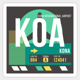 Kona (KOA) Hawaii Airport // Retro Sunset Baggage Tag Sticker